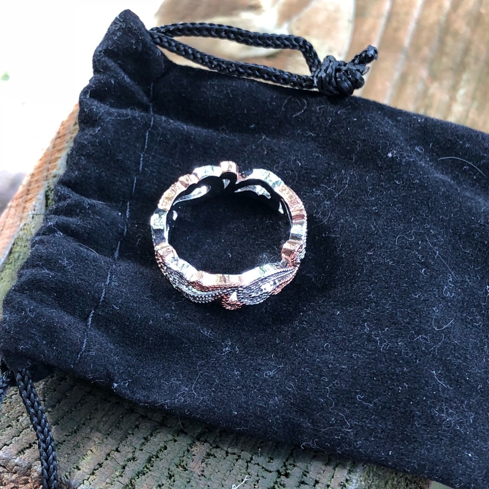 STERLING SILVER  2 TONE VINES RING - Picture 3 of 6
